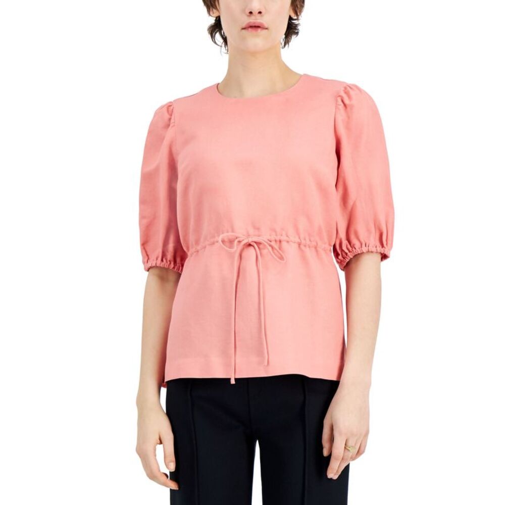 Alfani Tie Waist Puff Sleeve Top